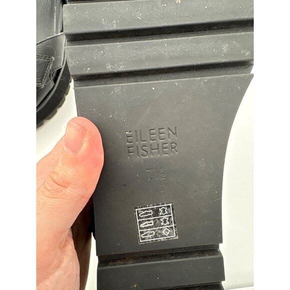 Women’s Eileen Fisher Size 7 1/2 Black Leather Sandals - Picture 5 of 5